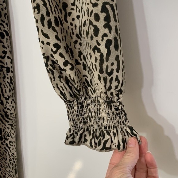 Patrizia Luca Deep V High-low Animal Print Tunic Cream Black Size Small - Picture 8 of 15